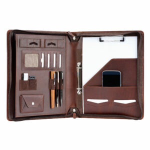 HÖRNER BERLIN Konferenzmappe DIN A4 I Cognac I Echtes Leder I Aktenordner I Dokumentenmappe I Modernes Design I Damen & Herren I Aktentasche I Ringbuchordner