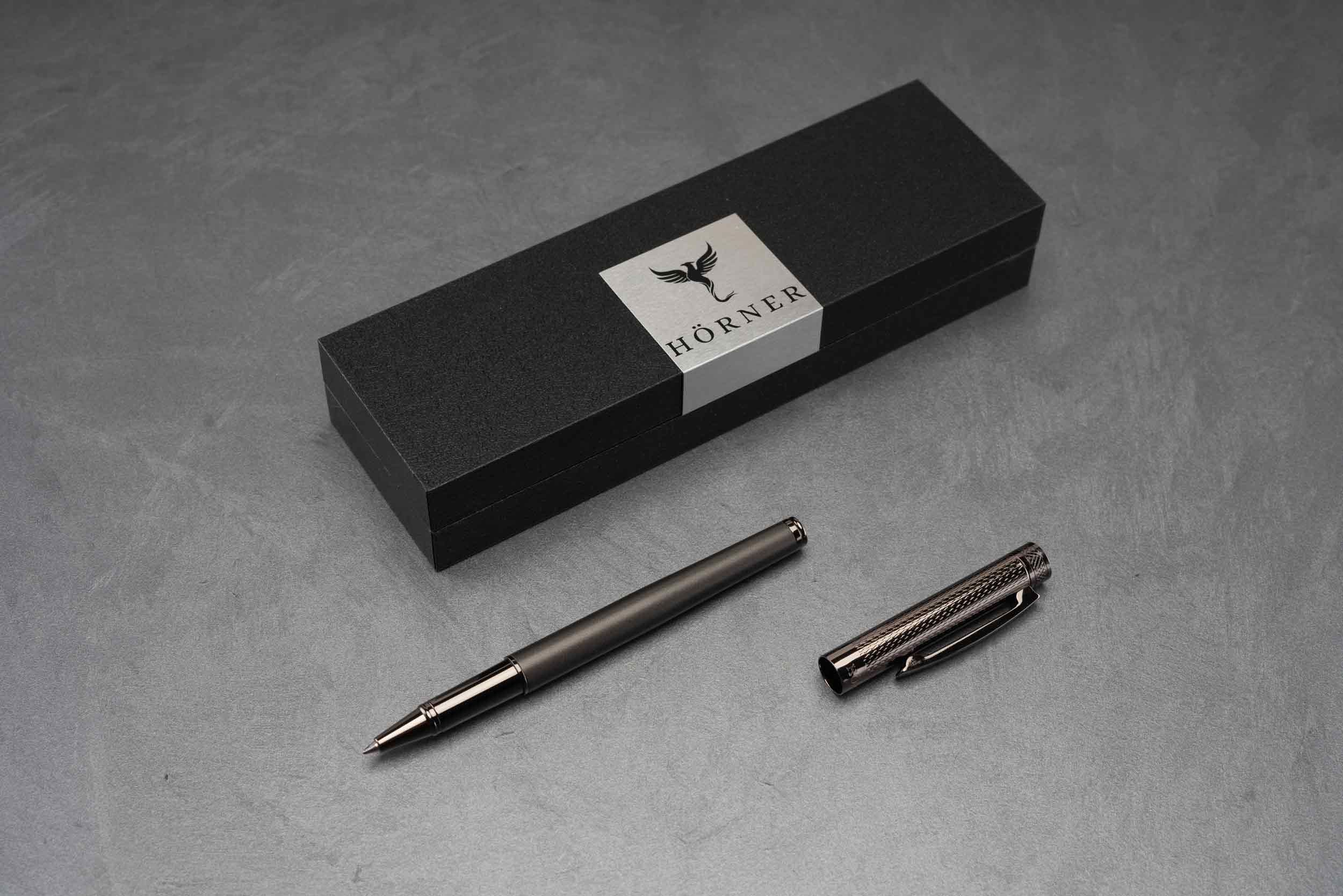 Hörner Levio Tintenroller I Schwarzer Rollerball I Metall Stift I Luxus Design I Jetzt online kaufen